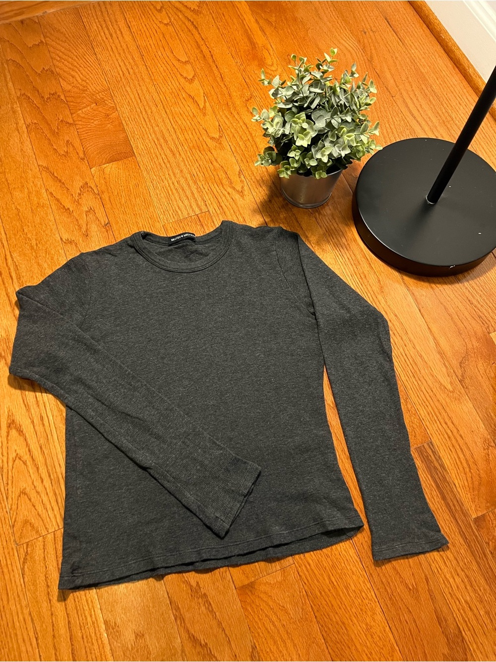 Brandy Melville Charcoal Crewneck Long Sleeve Top